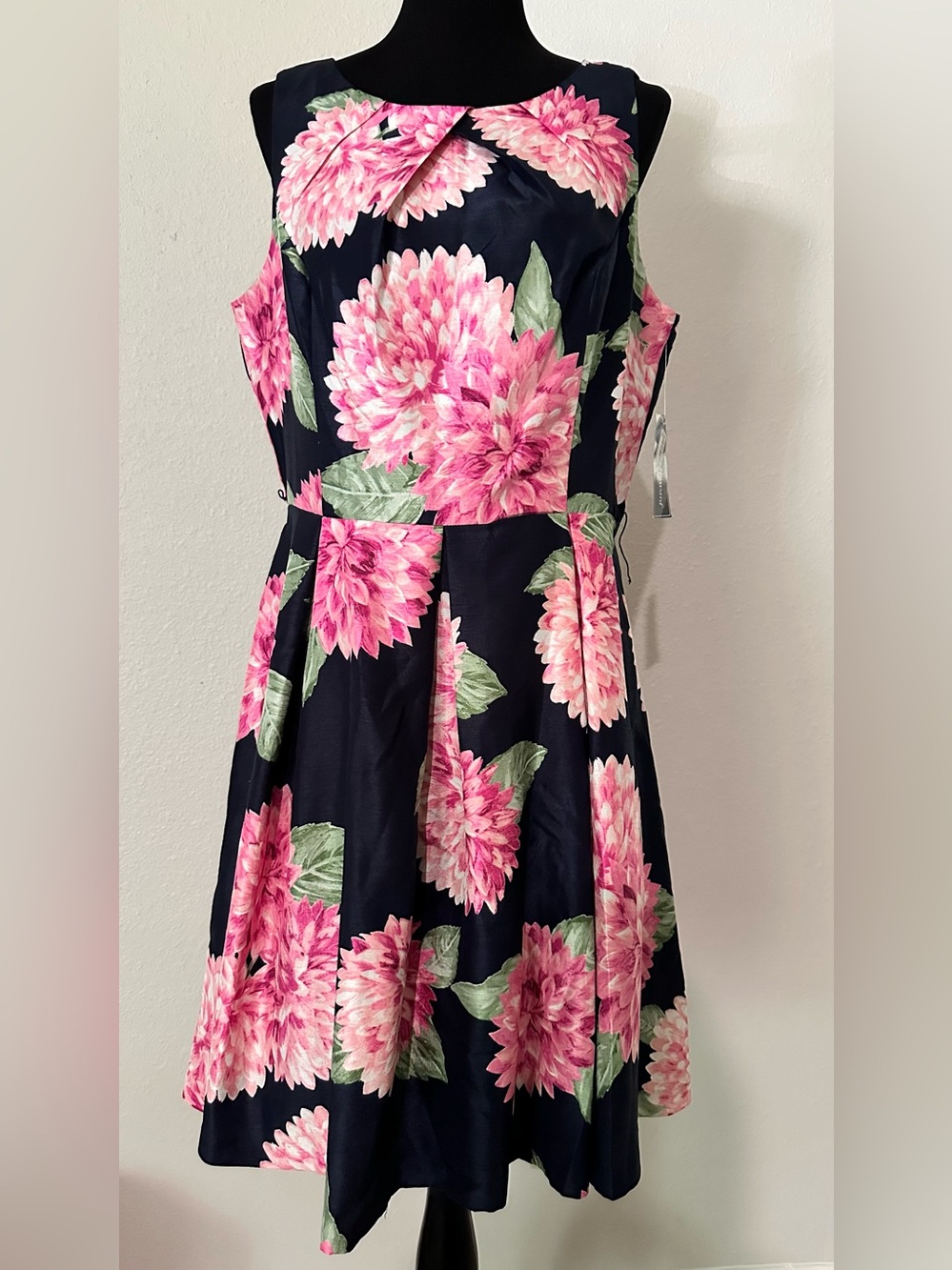 Jessica Howard Navy Dress with Pink Floral Print